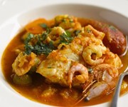 Cod and prawn tagine with olives and lemon recipe